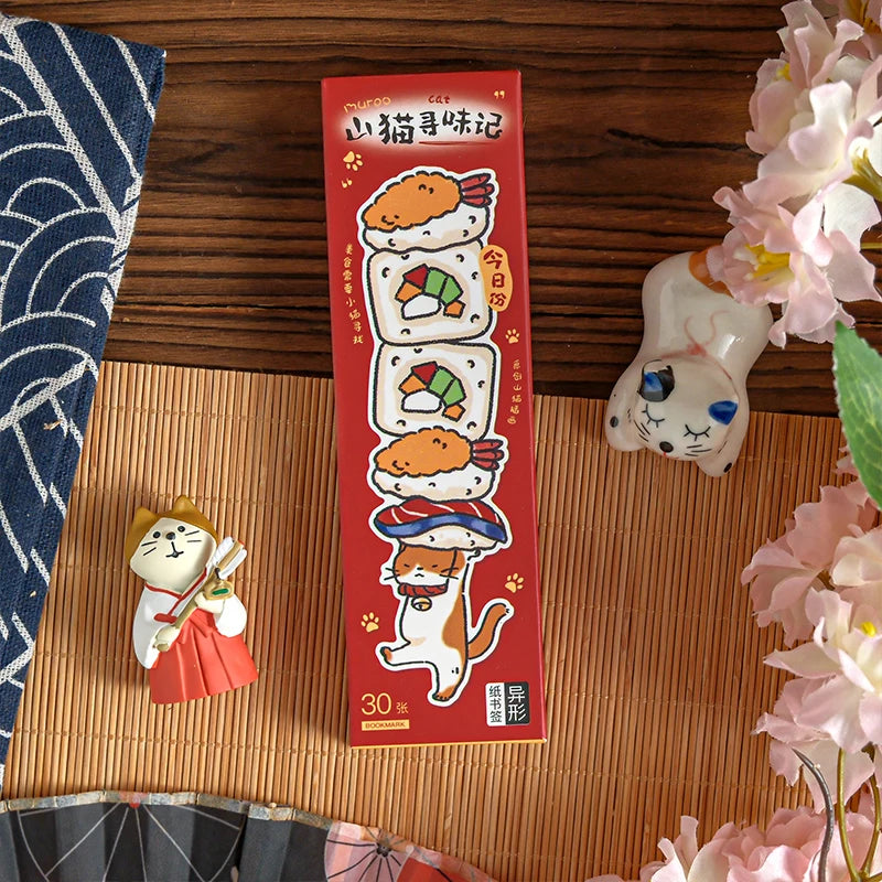 30 Sheets/Set Cute Cat Bookmark for Reading Creative Cat-Shaped Paper Bookmarks Decorative Paper Cards Stationery Gift