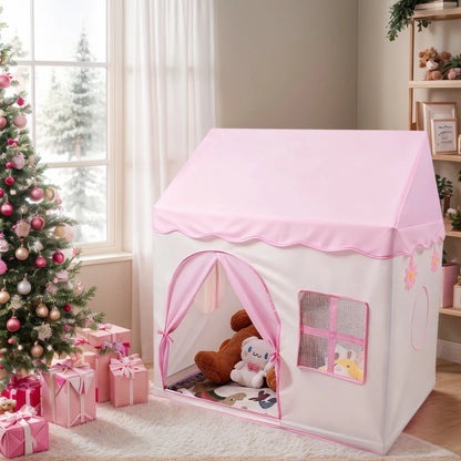 【Leisure and Entertainment】Large Children's Toy Castle, Pink Playhouse with Floral Design, Children's Pretend Play Tent, Kids' Secret Base and Sleeping Tent, Outdoor Beach Toy Playhouse, Holiday Gift for Boys and Girls, C