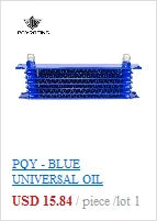 Universal 13 Rows Oil Cooler Kit + Oil Filter Sandwich Adapter + Nylon Stainless Steel Braided An10 Hose W/ PQY Sticker+Box