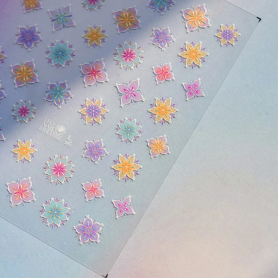 Bohemian Pattern Colorful Love Heart Moon Pearl Crystal Rhinestone 5D Nail Art Sticker Self Adhesive Decoration Manicure Decal