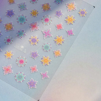 Bohemian Pattern Colorful Love Heart Moon Pearl Crystal Rhinestone 5D Nail Art Sticker Self Adhesive Decoration Manicure Decal