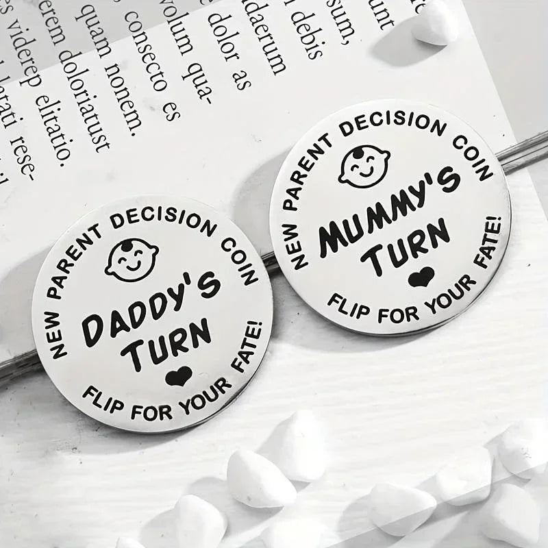 1pcs Funny Baby Gift New Parents Decision Coin Double Sided Pregnancy Gifts New Dad Mom Gifts for First Time to be Daddy Mummy