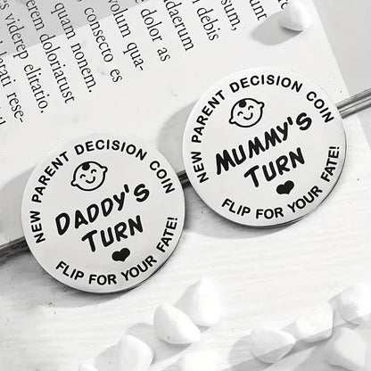 1pcs Funny Baby Gift New Parents Decision Coin Double Sided Pregnancy Gifts New Dad Mom Gifts for First Time to be Daddy Mummy