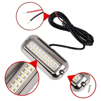 2PCS 27LED Blue/White/Red Stainless Waterproof Lights Underwater Pontoon For Marine Boat Transom&Blue Light Saig Lamp 50W