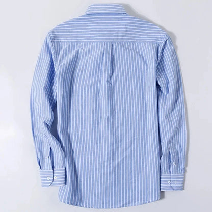 Basic Oxford Dress Shirt For Men Long Sleeve 100% Pure Cotton Solid  Casual Plaid Striped Social Business Male Regular-Fit S-6XL