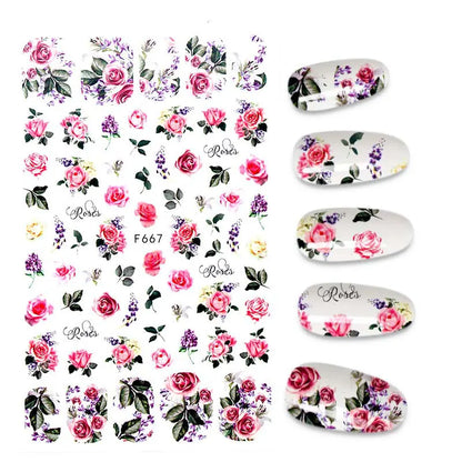 Black and White Love Flowers Line Art 3D Stickers Nail Decals Nail Art Accessories Butterfly Rose Nail Stickers Nail Sliders