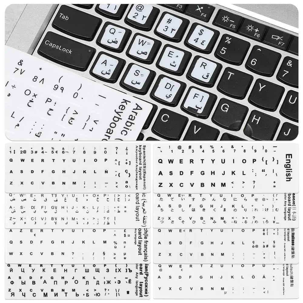Non-slip Arabic Deutsch Spanish Keyboard Stickers Russian Letter Alphabet Layout English Wear-resistant Keyboard Covers