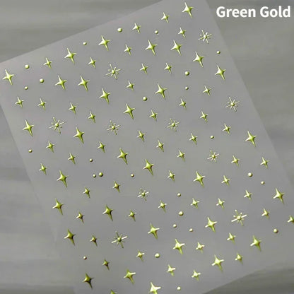 1PC 5D Korean Bronzing Nail Stickers Japanese Gold Silver Star Moon Luxury DIY Nail Art Decoration Decals Manicure Accessories