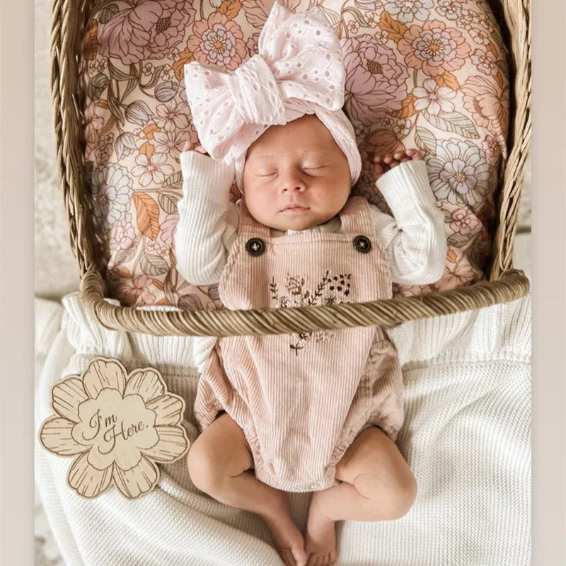 Baby Girl Bows Headband Newborn Turban Hole Hairband Embroidery Accessory Kids HairBand Outdoor Summer Toddler children HeadWrap