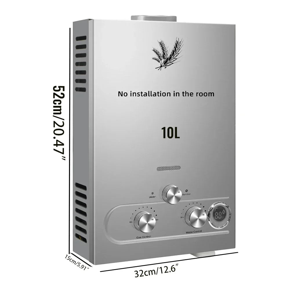 SIHAO 6L/8L/10L/12L/16L/18L LPG Water Heater, On-Demand Instant Hot Water System for Propane & Butane Gas, Tankless Home Use Boiler