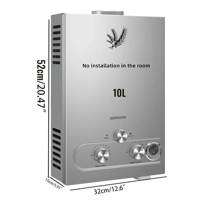 SIHAO 6L/8L/10L/12L/16L/18L LPG Water Heater, On-Demand Instant Hot Water System for Propane & Butane Gas, Tankless Home Use Boiler