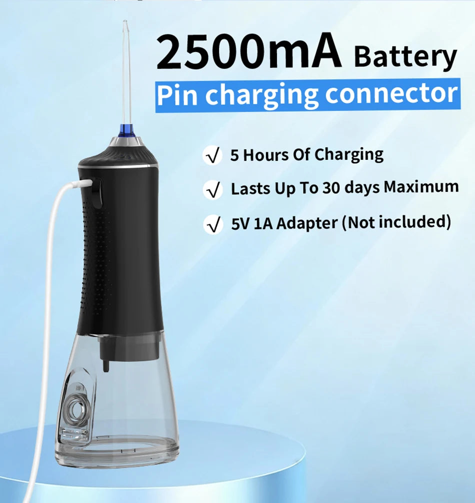 H2ofloss Oral Irrigator Water Flosser 140PSI High Pressure Water-Proof Design 300ml 5 Modes 5 Nozzles for Dental Cleaning