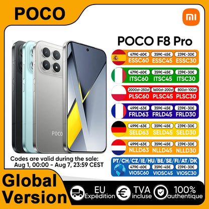 Global Version POCO F8 Pro 5G Smartphone Snapdragon® 8 Elite 6.59" Eye-care AMOLED display 6210mAh 100W HyperCharge IP68 NFC