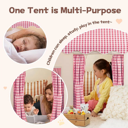 Children's Fun Playhouse Tent, Bed Canopy Partition, Children's Pretend Play Tent, Kids' Toy Castle, Portable Outdoor Toy Playhouse, Includes Cloud/Butterfly Party Decorations, Holiday Gift, Does Not Include Lighting