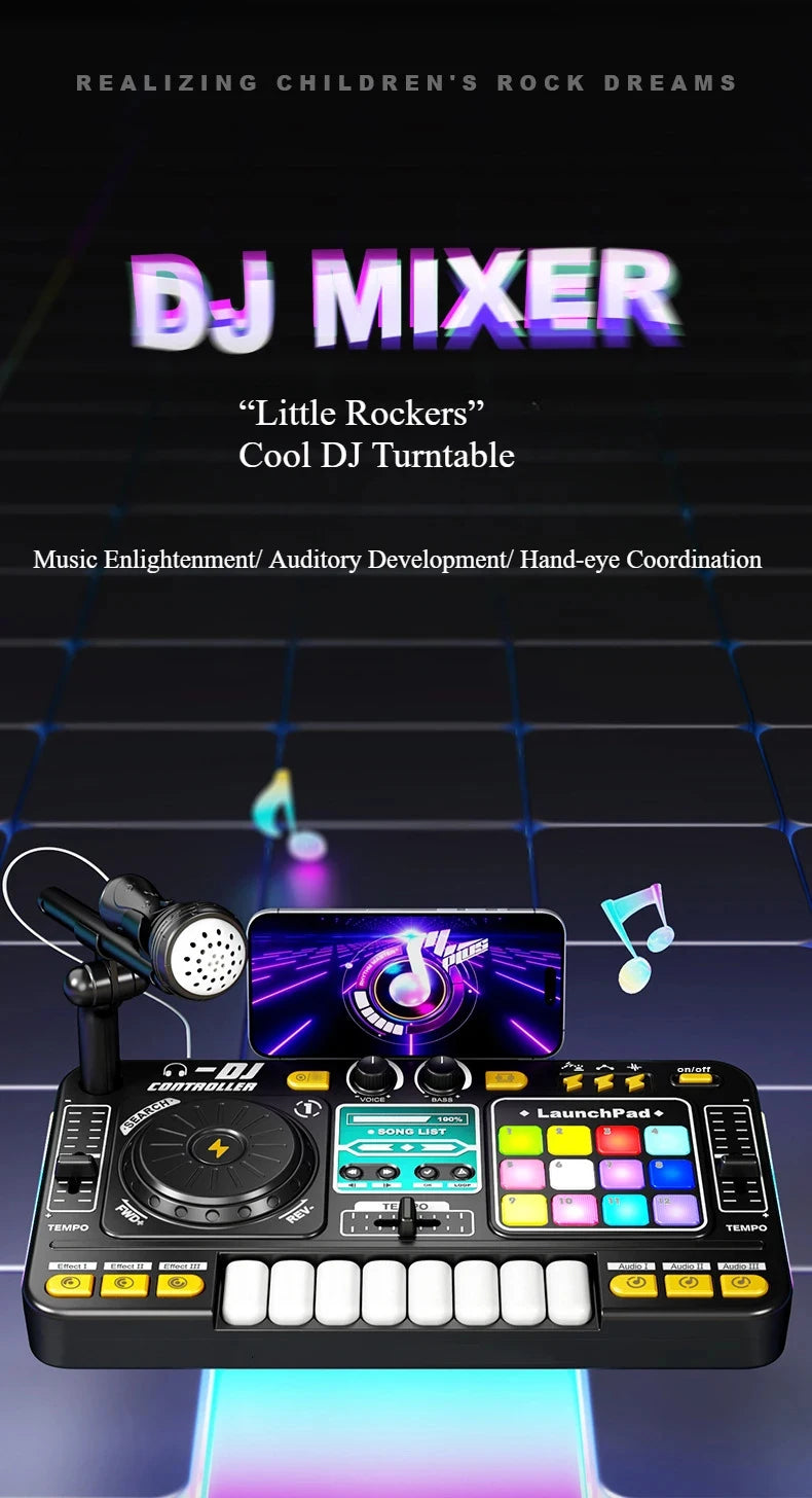 Simulation DJ Mixer Controller Kids Toys Multifunctional Music Effect Children Toy Electronic Musical Instrument Game Birthday Gifts Toys for Boy Girls Chirstmas Gifts Ship From Germany Fast Delivery