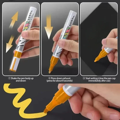 Car Paint Scratches Repair Brush Pen Waterproof Water Paint Marker Pen Car Tire Tread Care Automotive Black White Red Silver