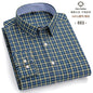 Men's Social Shirts Long Sleeve 100%Pure Cotton Oxford Buttoned Plaid Formal Male Casual Clothes Oversized Shirt Plus Size S-7XL