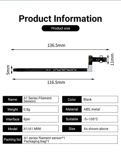 Lab A1/ A1 Mini Feed Hall Board Filament Sensor Replacement with Ribbon FPC Cable 3D Printers Parts ﻿