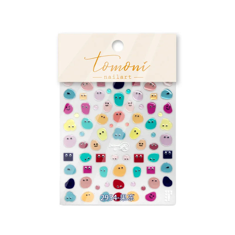 Line Flower Powder Blusher Love Heart High Quality Jelly Series Adhesive Nail Sticker Nail Art Decoration Decals Design T-2830