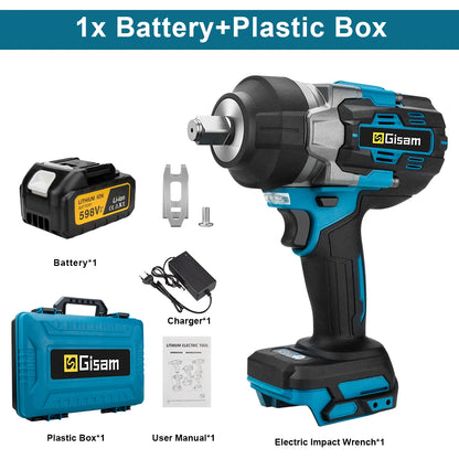 Gisam 2800N.M Brushless Electric Wrench 1/2 Inch Cordless Impact Wrench Electirc Screwdriver Drill For Makita 18V Battery Pin