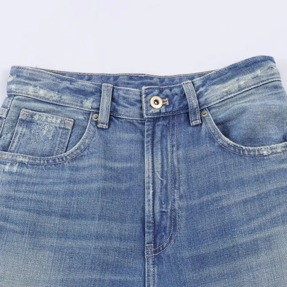 Female Vintage Leather Pocket Jeans Women Blue Zipper Straight Loose Trousers Lady New Fashion Daily Casual Spring Pants 2026