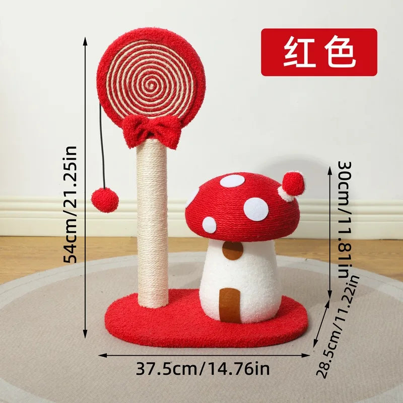 Cute Mushroom House Cat Scratch Board Lollipop Shaping Sisal Grinding Claw Post Cat Bored Pet Supplies