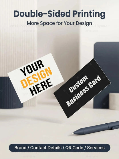 Custom Logo Business Cards 300gsm Matte Water-Resistant Paper Double-Sided Printing Text QR Code Photo 90x54mm 50-1000Pcs Set