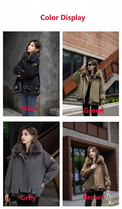 Upgraded 2023 Autumn/Winter omen's Pi vercomes Warm tras Coat Natural Fox Hair Fashion Wool Coat Temperament Slimming Inner Tank