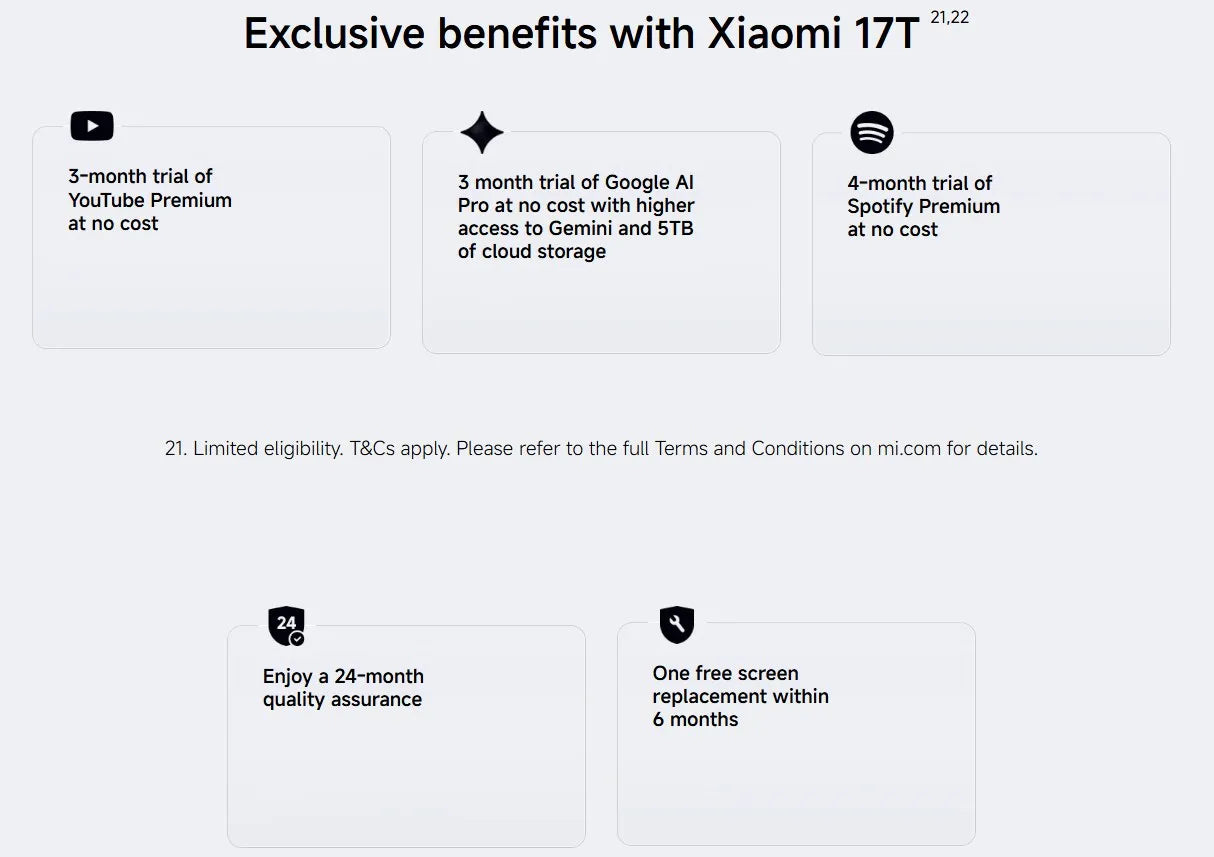 Global Version Xiaomi 17T Mobile Phones HDR10 6.59' AMOLED Display 50MP Leica Summilux Lens 6500mAh Battery Xiaomi Hyper AI Smartphone