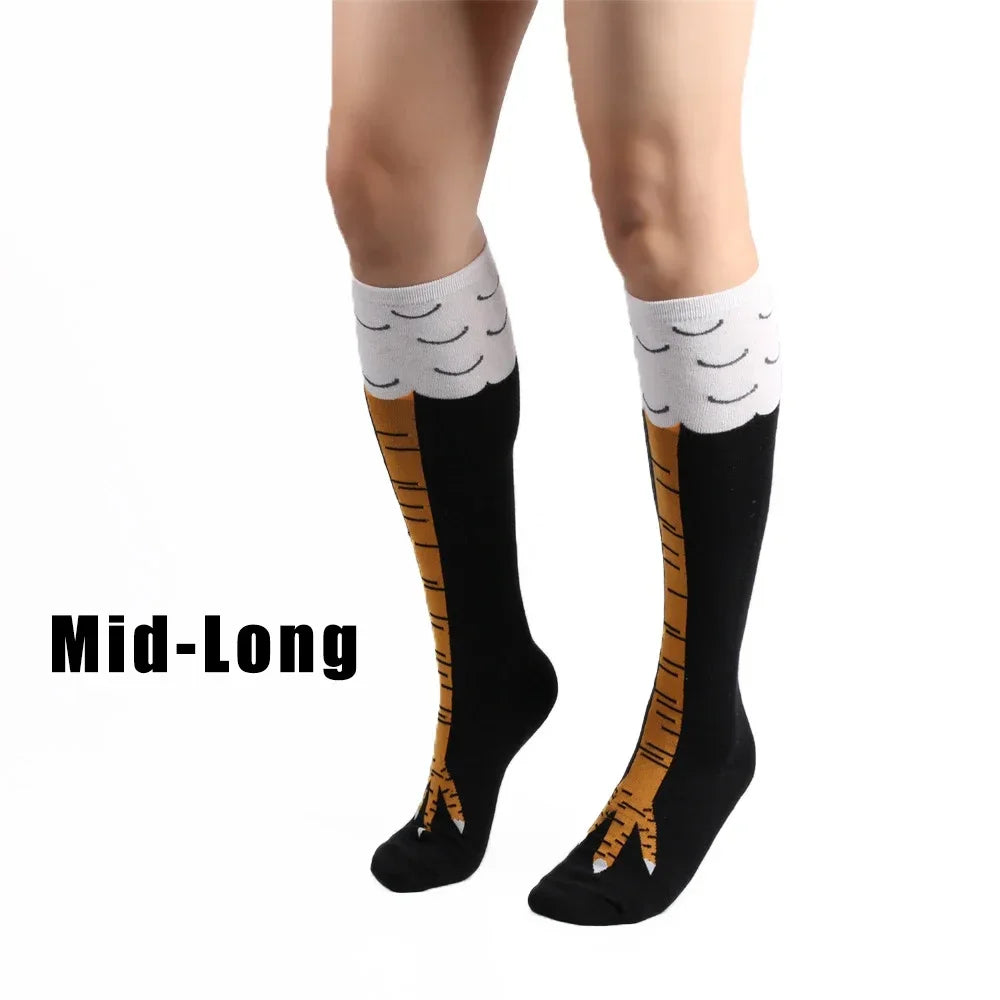Men Funny 3D Chicken Socks Print Cartoon Cosplay High Flexibility Thigh High Sock Cotton Fashion Thin Toe Feet