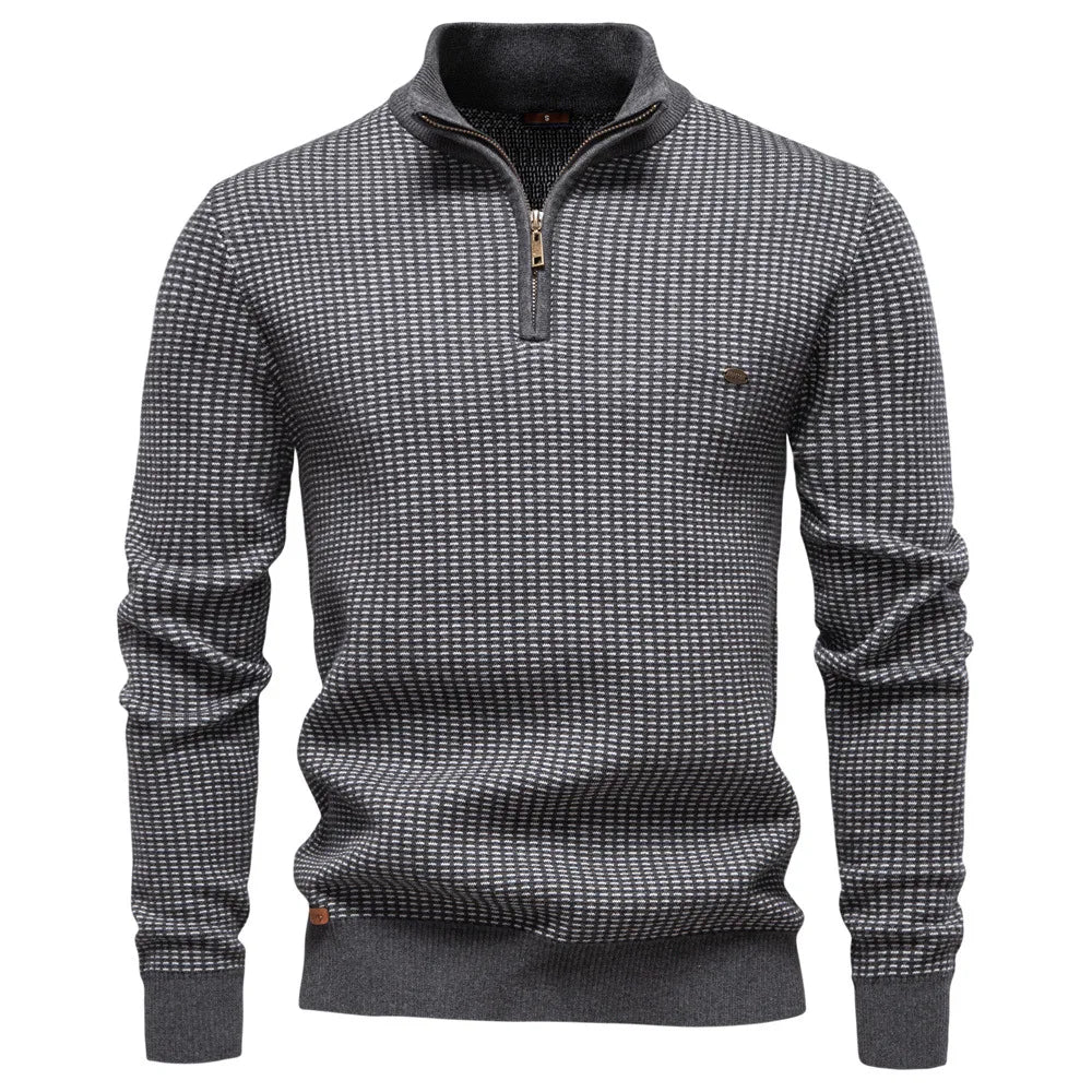 European New Fashion Autumn Winter Men's Thicken Casual Trendy Half Zipper Knitted Pullovers Male Simple Wool Sweaters Clothes