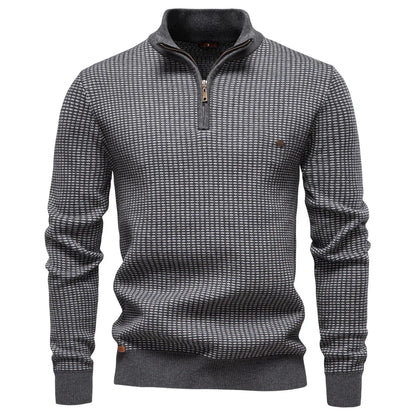 European New Fashion Autumn Winter Men's Thicken Casual Trendy Half Zipper Knitted Pullovers Male Simple Wool Sweaters Clothes