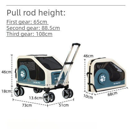 Large Pet Stroller with Telescopic Handle Silent Wheels Foldable Dog Cat Trolley Carrier Breathable Mesh Medium Pets Travel Cart