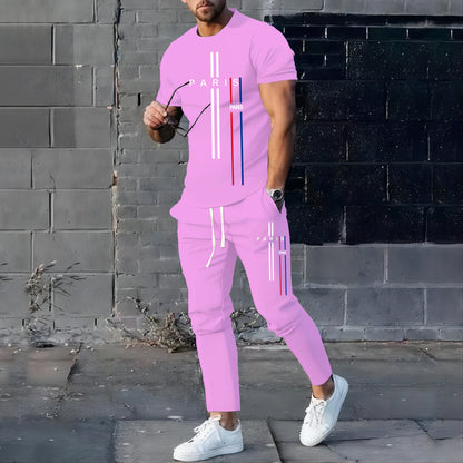 2024 Summer New Fashionable Men's Football Sportswear T-shirt Pants Set Casual Short Sleeve Set Jogging Fitness Clothing