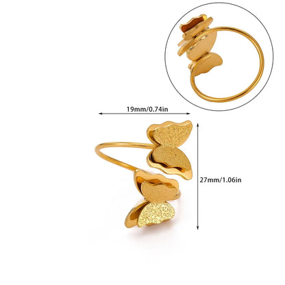 Cute Butterfly Rings For Women Gold Color Stainless Steel Geometric Opening Butterfly Ring Aesthetic Wedding Christmas Jewelry