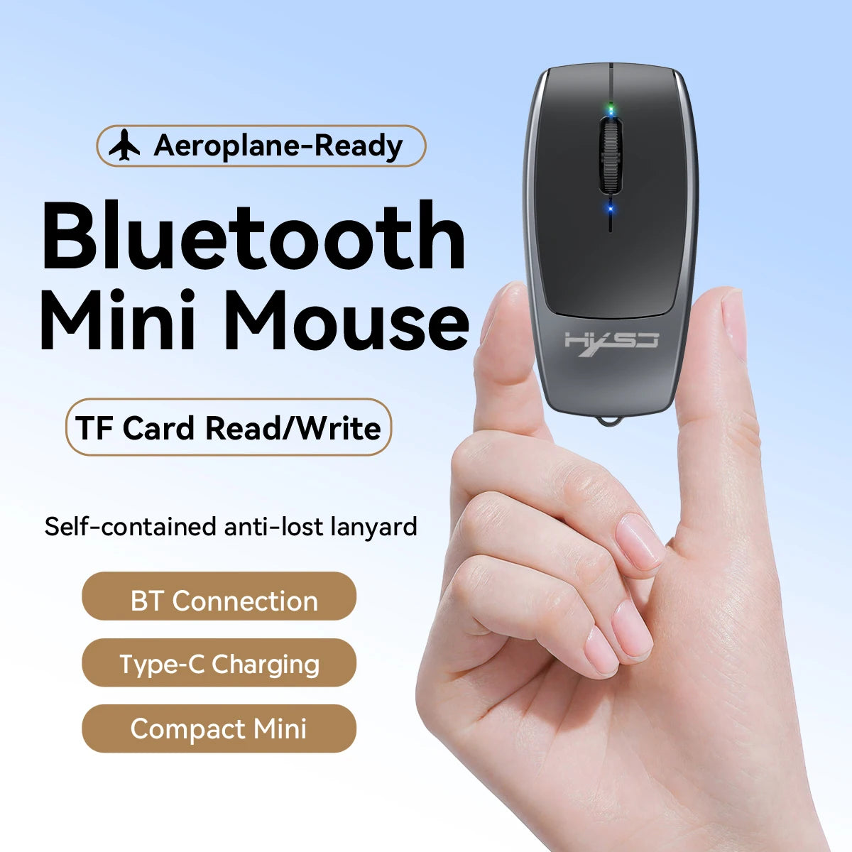 New Arrival HXSJ M109 Mini Wireless Mouse TF Card Reading Function 4D Mute Buttons 120mAh Rechargeable for Laotop Office