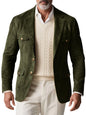 1970s Men's Suede Blazer Retro Slim Fit Two Buttons Multi Pocket High Quality Jacket Fashion Casual Sport Coat For Daily Wear