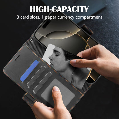 Wallet With Card Slot Bracket Magnetic Flip Leather Case For iPhone Air 17 Pro Max 16e 16 15 Plus 14 13 Mini Shockproof Card Bag