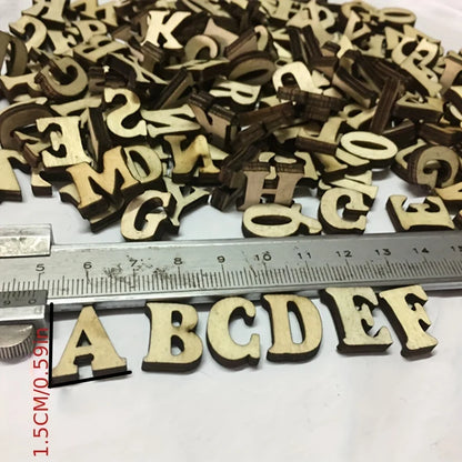 100Pcs Mixed Wooden A Z Letters  Wooden Numbers Letters Wood Letters for DIY Craft Wedding Party Home Decoration(English Letter)