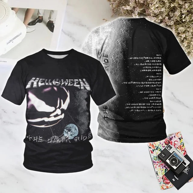 Classic Rock Helloween T-shirts Male 3D Print Men Women Hip Hop Trend Short Sleeve TShirt Street Loose Parent-child Short Sleev
