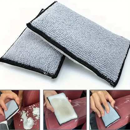 2/24PCS Soft Double Side Microfiber Scrubbing Sponge Car Leather Cleaning Microfiber Towel Wax Sponge Auto Detailing Tools