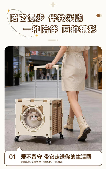 Pet outdoor pet travel trolley cat dog trolley folding shopping cart supermarket household