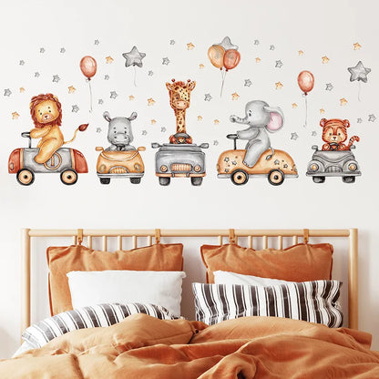 Cute Forest Animals Wall Stickers for Kids Rooms Children Boys Girls Baby Room Decoration Nursery Wallpaper Vinyl Elephant Lion
