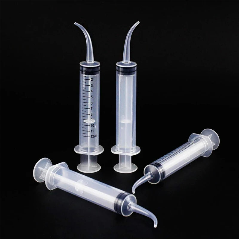5Pcs Dental Disposable Irrigation Syringe With Curved Tip 12ml For Dentist Use Dental Consumable Tool Oral Teeth Whitening
