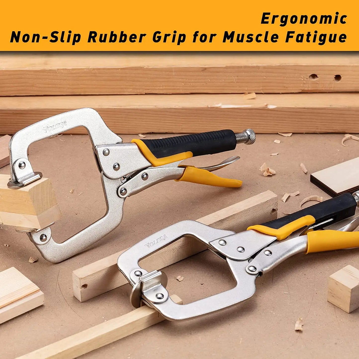 TOLESA 1/2PC 11" Pocket Hole Jig Clamp Face Clamp With Swivel Pad Heavy Duty C Clamp for Pocket Hole Joinery Cabinet Carpentry