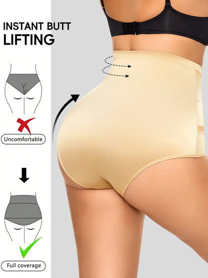 Hot Sale High Waisted Women's Panties Breathable Mesh Cross Tummy Cinching No Trace Triangle Panties Tummy Tuck Shaper