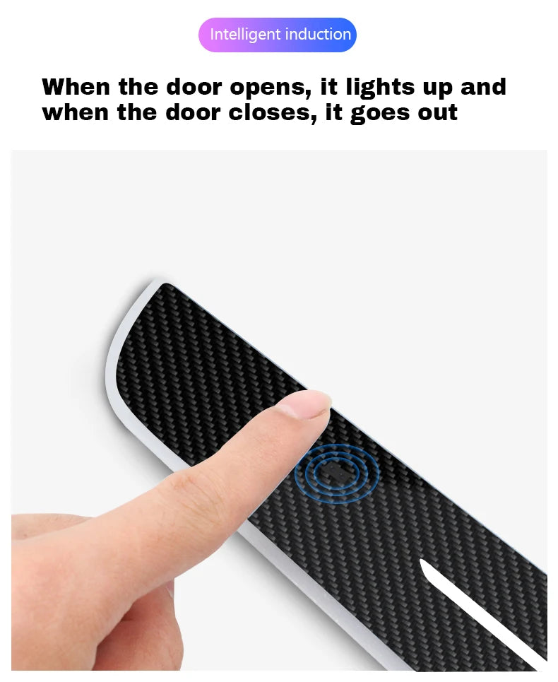 Customized Carbon fiber Car Logo Door Illuminated Sill Light Projector Lamp Power Moving LED Welcome Car Scuff Plate Pedal Light