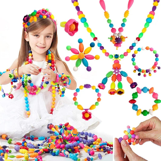 Creative DIY Handmade Pop Beads Toy Accessory Set Girl Jewelry Necklace & Bracelet Crafts Toys Education kids Birthday Gifts