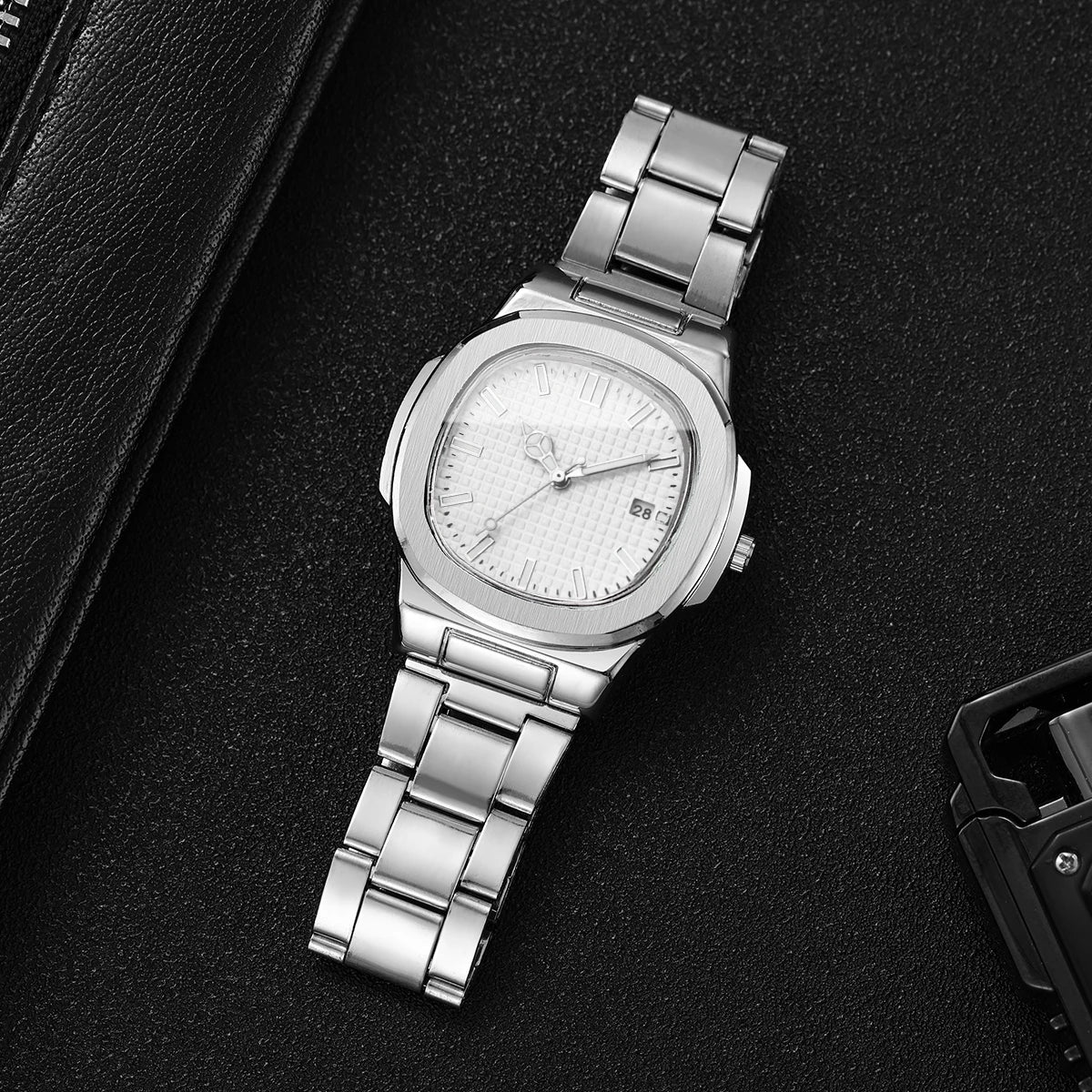 Luxury Square Men Business Watches Simple Calendar Quartz Watch for Mens Clock Reloj Hombre（Without Box）