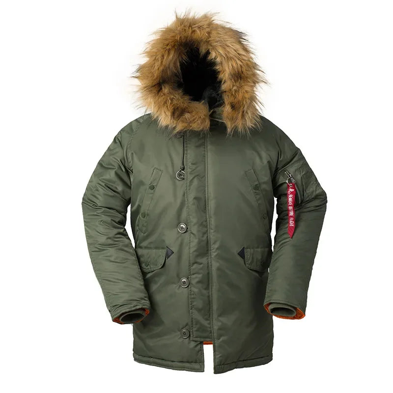 Winter Puffer Men Long Parkas Coat Military Fur Hood Warm Tactical Jacket Pilot Jacket Army Korean Thick Parka